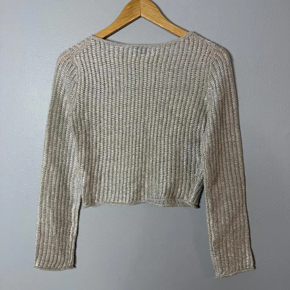 J.Crew Collection‎ metallic open-weave sweater Silver